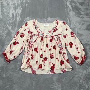 BA&SH Top 2 Medium Bright Ecru Lady Floral Peasant Cottage Prairie Boho Hippie